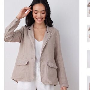 Bella Dahl Easy Longline Blazer - Coastal Fog - XS Linen